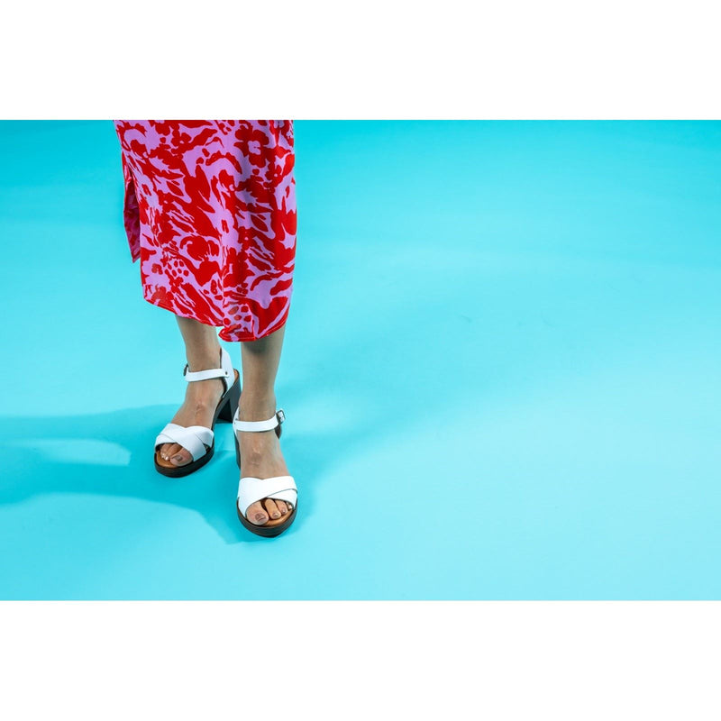 Hush Puppies Georgia Sandales Blanches Pour Femmes En Cuir