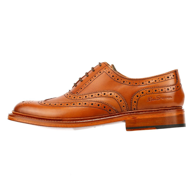 Ben Sherman Sugarman Brogue Chaussures En Cuir Marron À Lacets Pour Homme