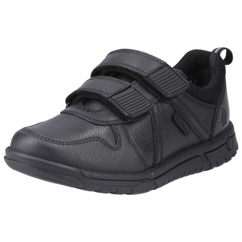 Hush Puppies Spencer Junior Chaussures Noires Pour Garçons En Cuir.