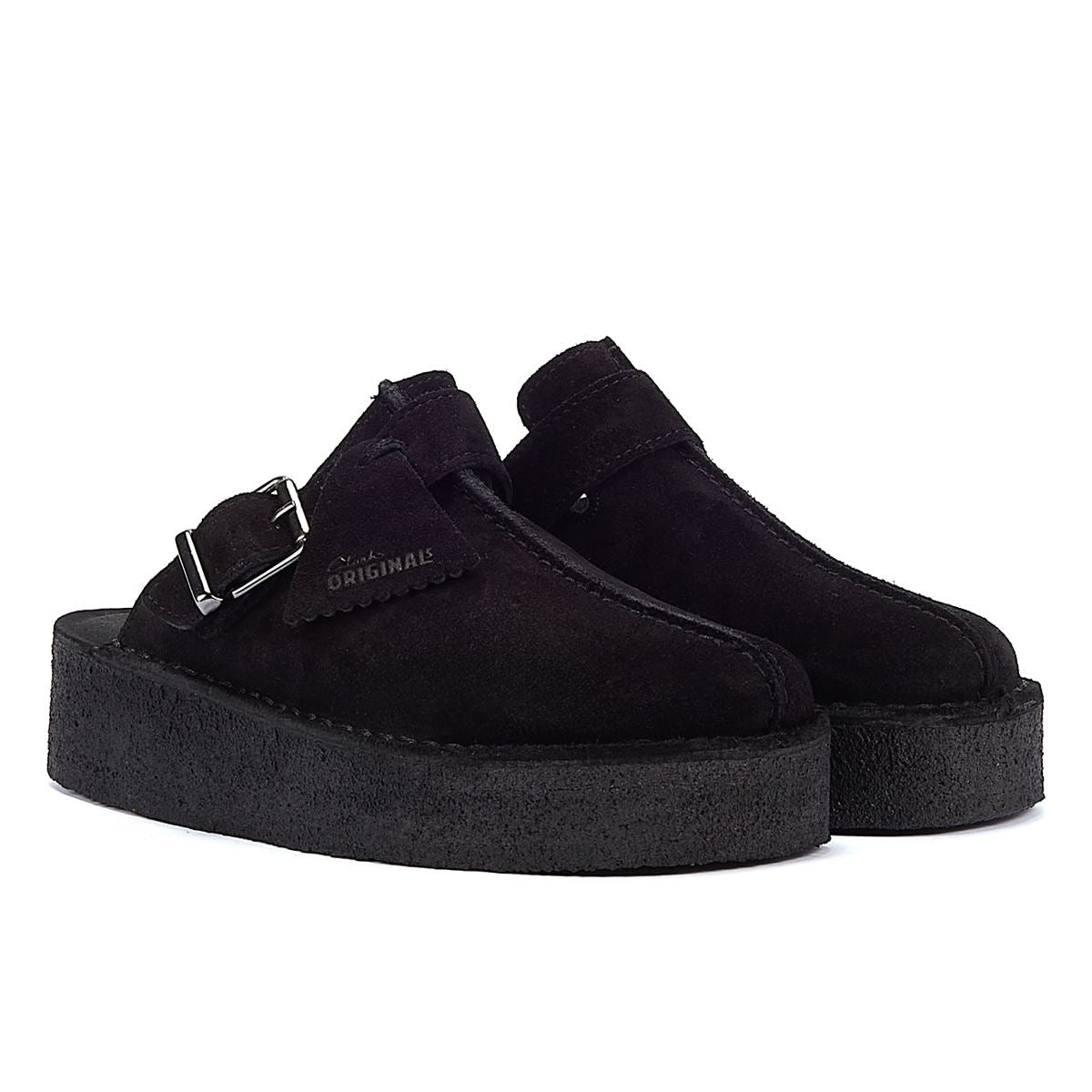 Clarks Originals Wedge Mule Mules En Daim Noir Pour Femmes