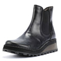 Fly London Huud Bottes Noires En Cuir Pour Femmes