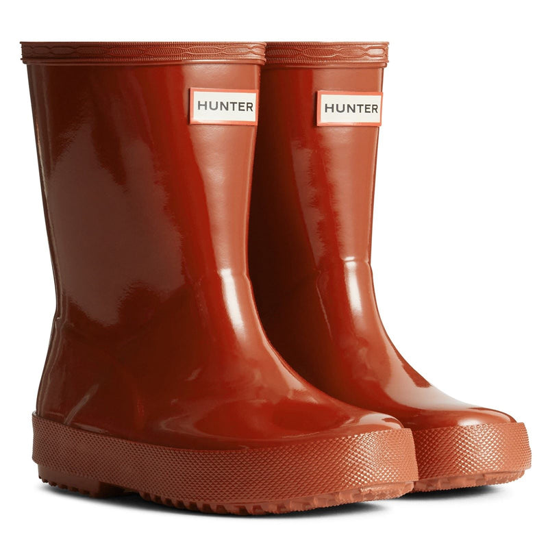 Hunter Kids First Gloss Bottes En Caoutchouc Militaires Rouge Wellington