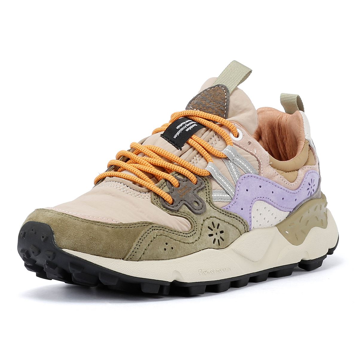 Flower Mountain Yamano 3 Baskets En Daim Vert Militaire/Taupe/Violet