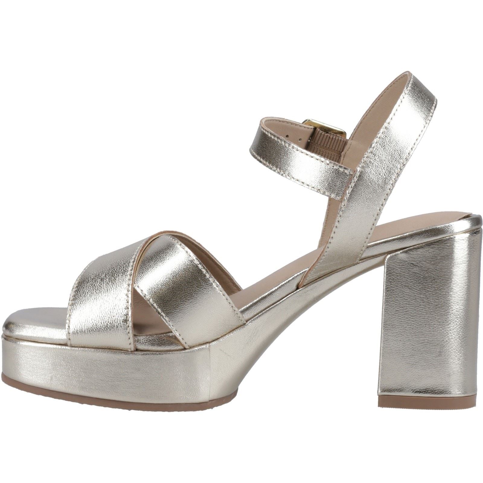 Hush Puppies Ophelia Leather Heel Sandales Femme En Or En Suède