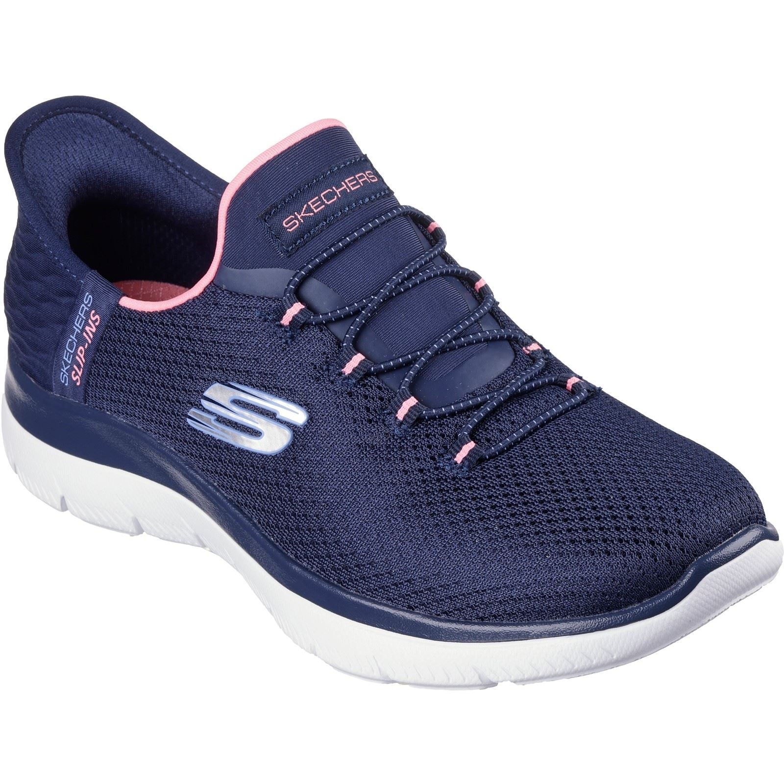 Skechers Summits Diamond Dream Sneakers Femme En Textile Bleu Marine/Rose