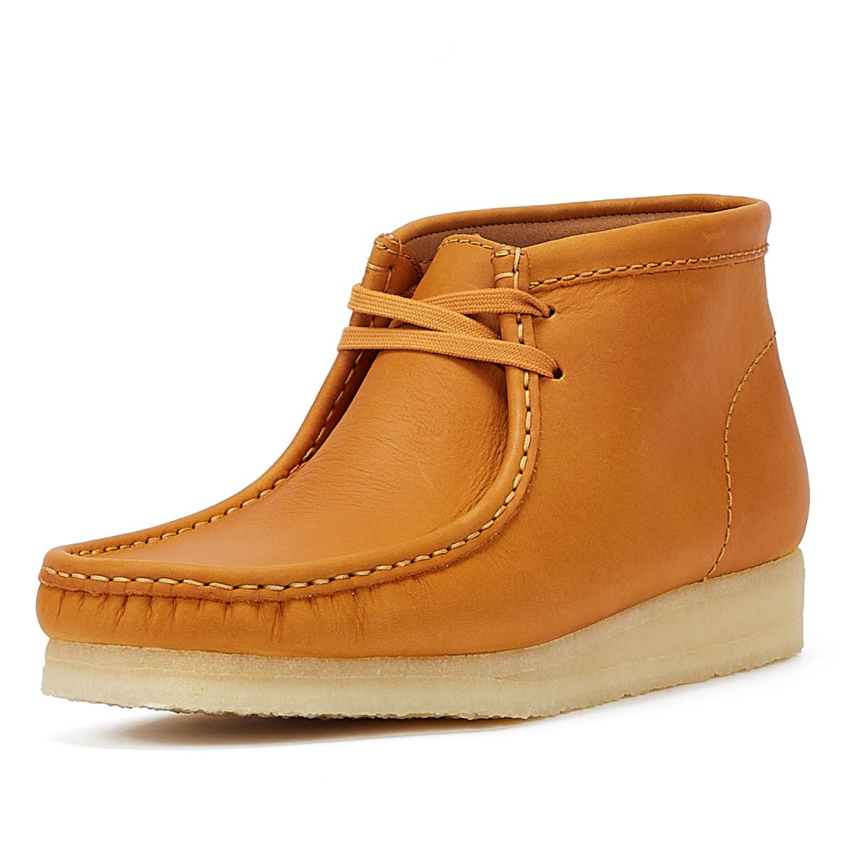 Clarks Originals Bottes Pour Hommes En Cuir Décontractées Wallabee Mid Couleur Tan.