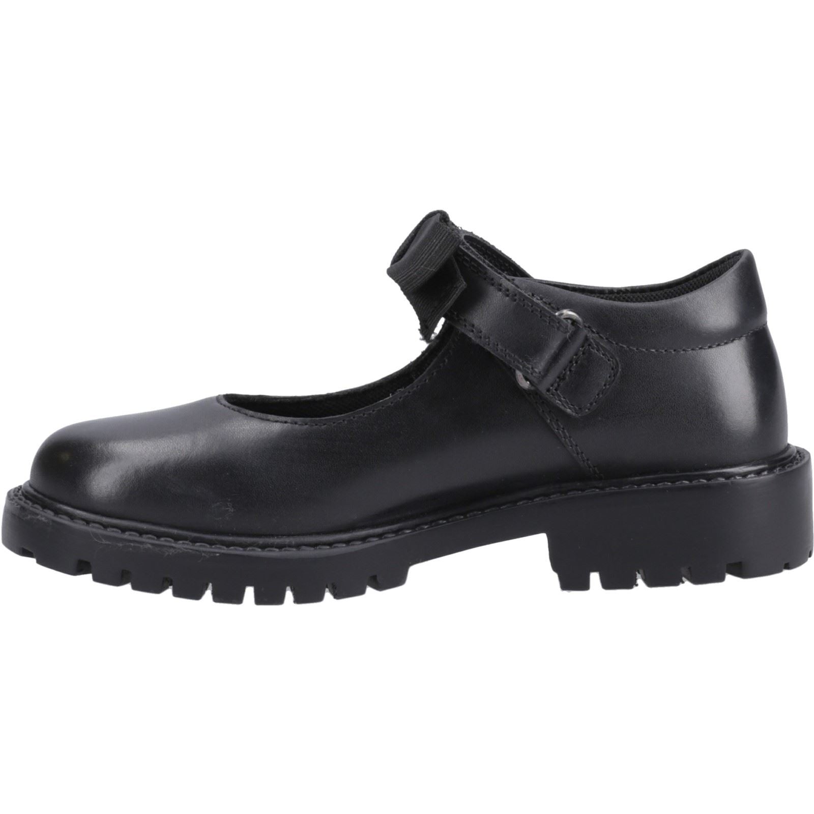 Hush Puppies Astrid Bow Chaussures Noires Pour Filles En Cuir