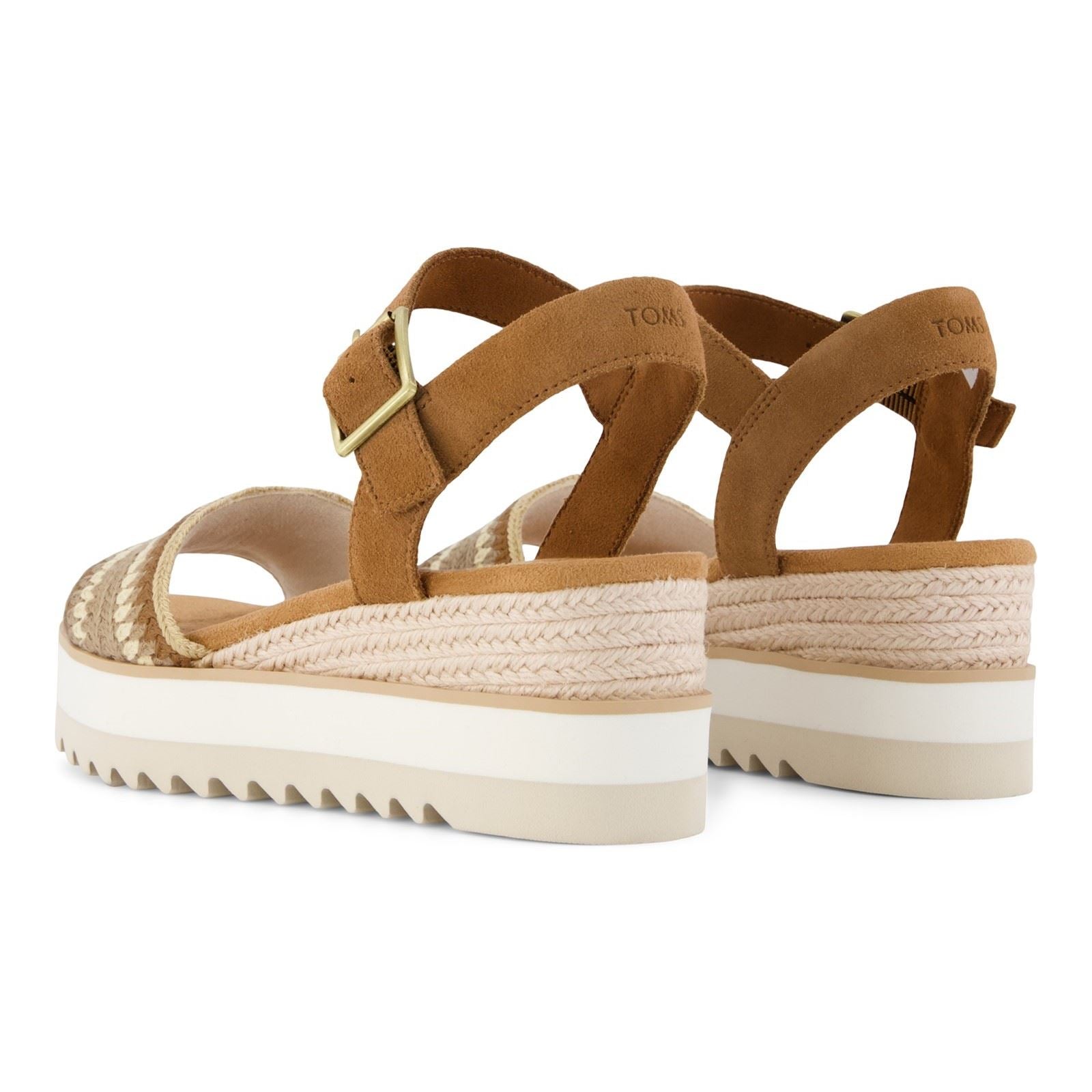 TOMS Diana Wedge Sandales En Cuir Pour Femmes Beige Foncé