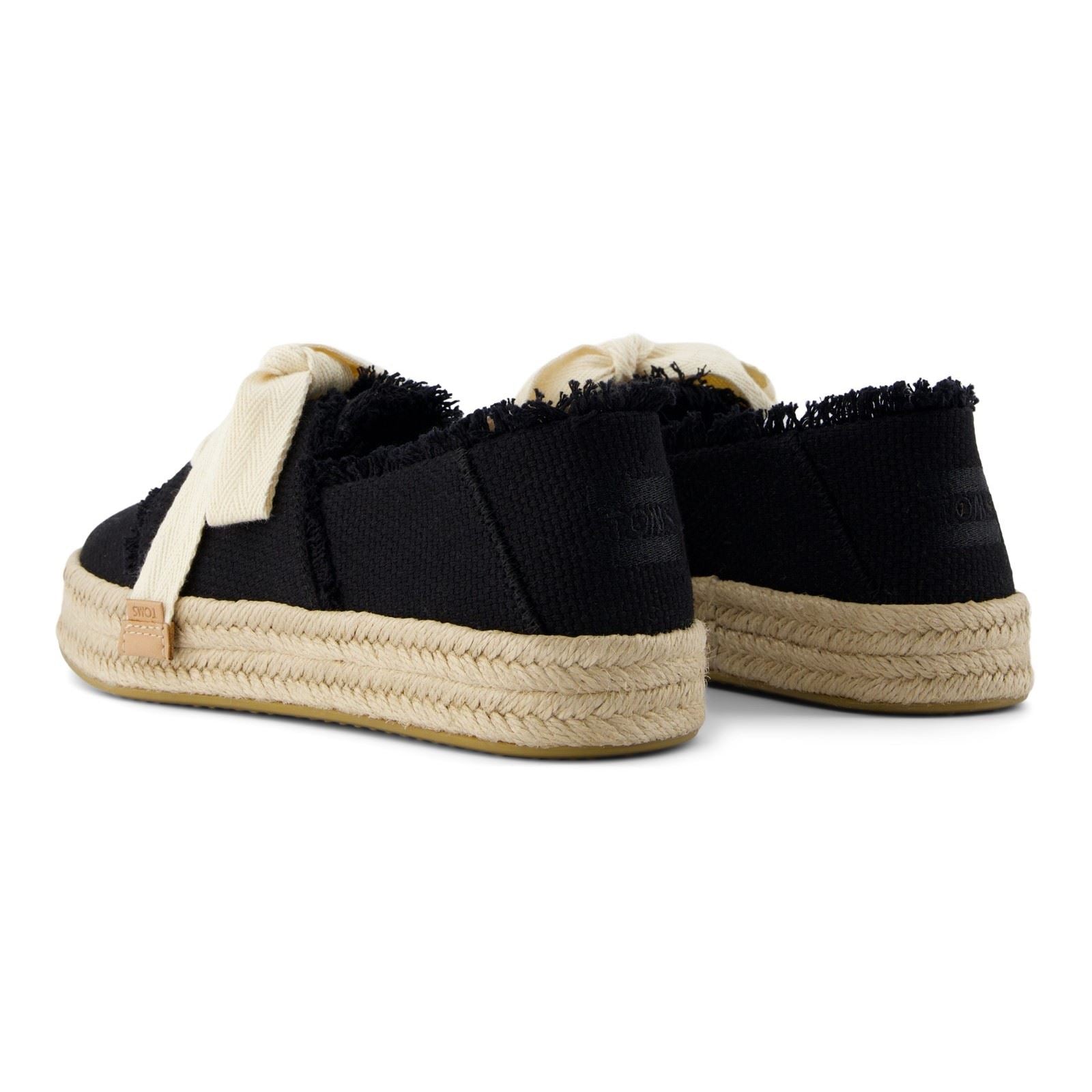 TOMS Carolina Lace Up Espadrilles Noires En Coton Pour Femmes À La Plage