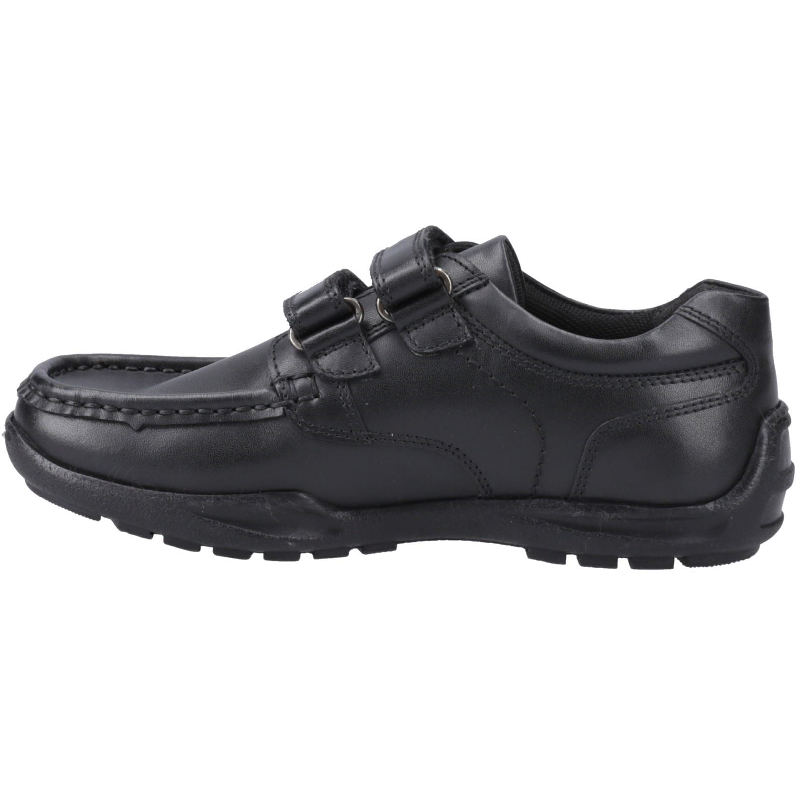 Hush Puppies Maddox Chaussures Noires Pour Garçons En Cuir.
