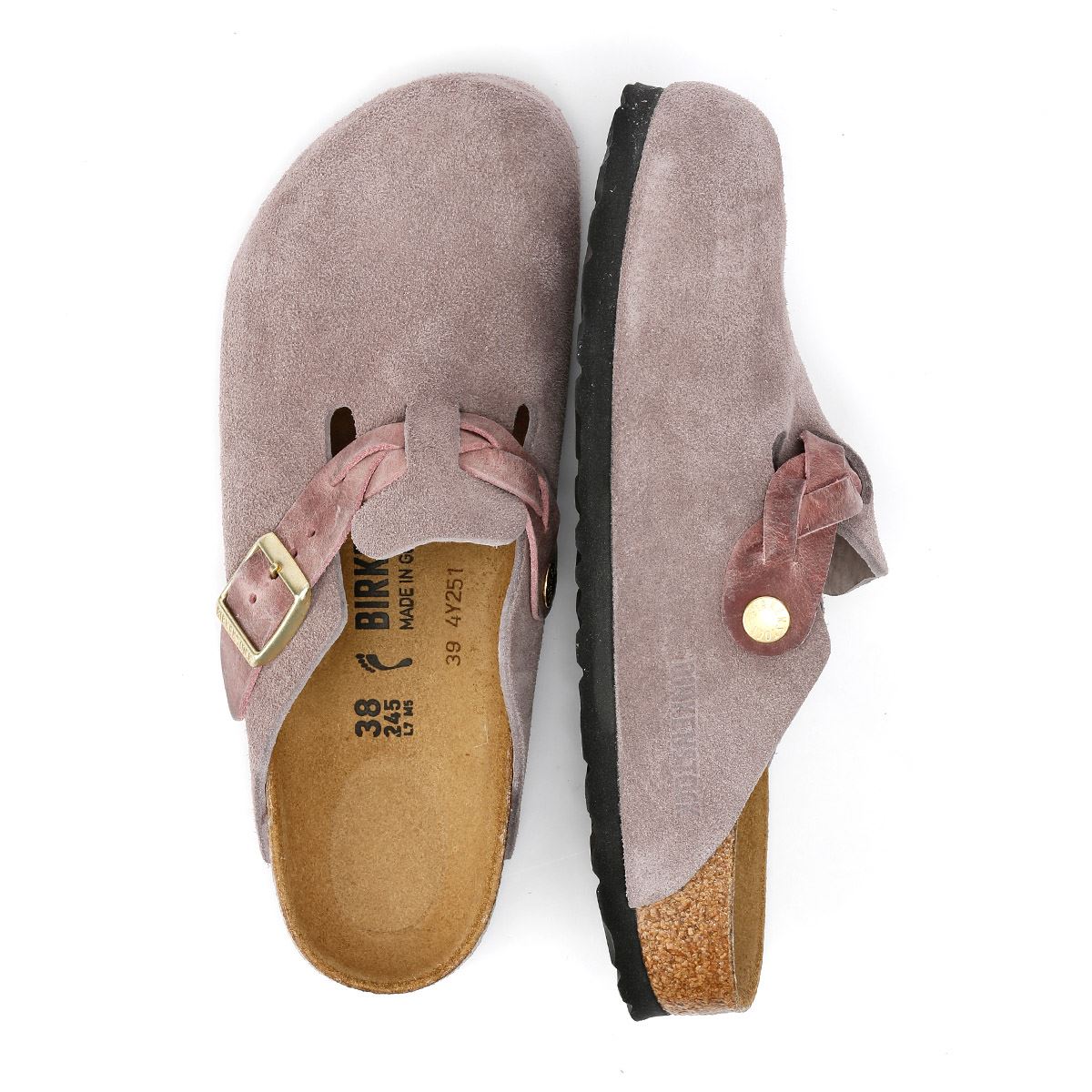 Birkenstock Boston Braided Sabots Violets Pour Femme En Suède