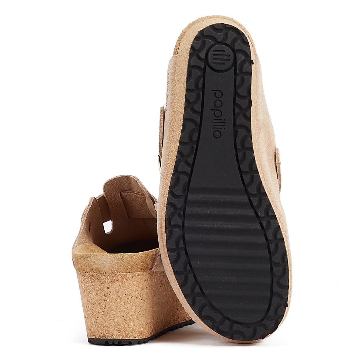 Birkenstock Compensées Beige Pour Femmes En Daim Chaud Avec Boucle En Anneau Fanny