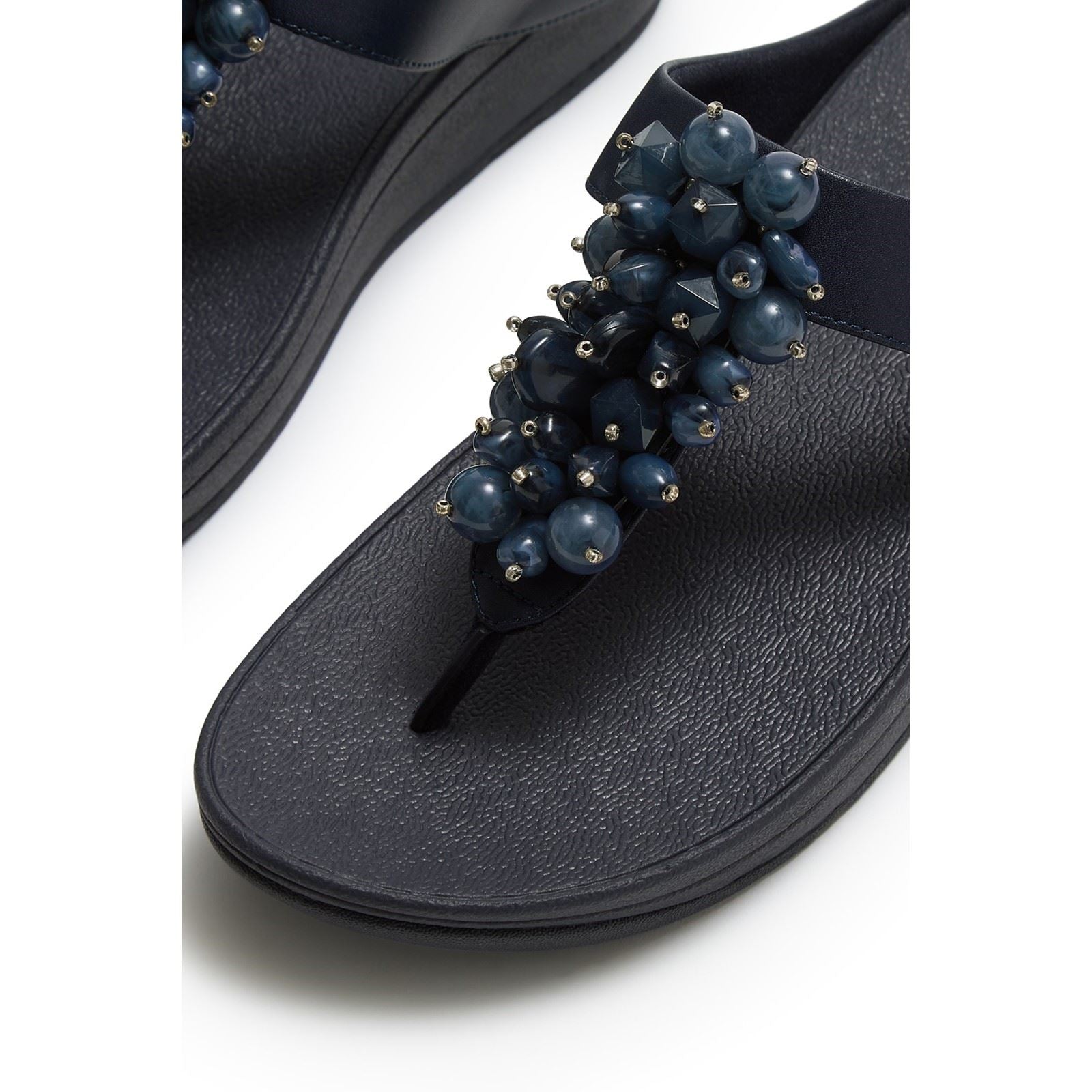 Fitflop Fino Toe-Post Sandales Femmes En Polyuréthane Bleu Nuit