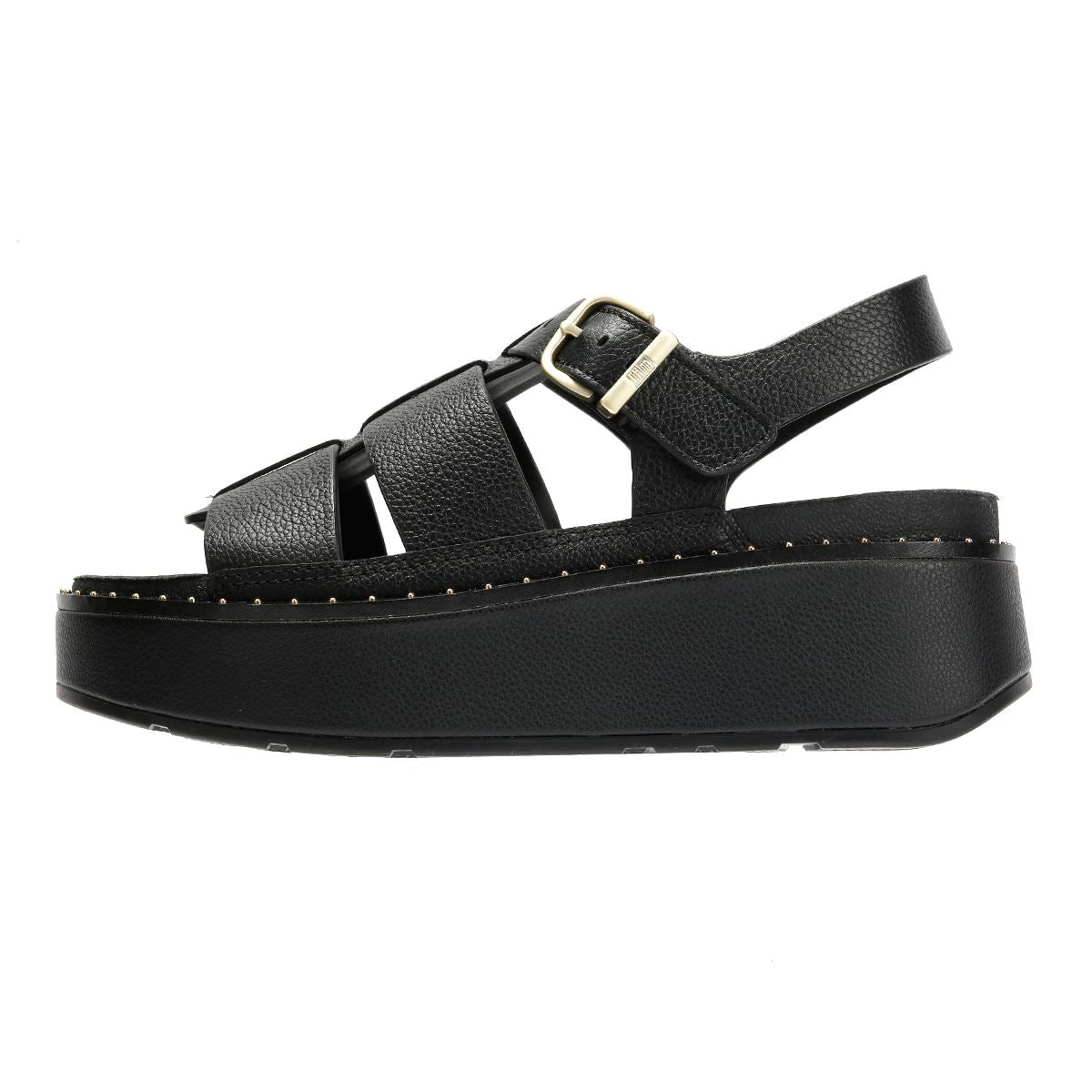 FitFlop GEN-FF Max Fisherman Tumbled Sandales Noires En Cuir Pour Femmes