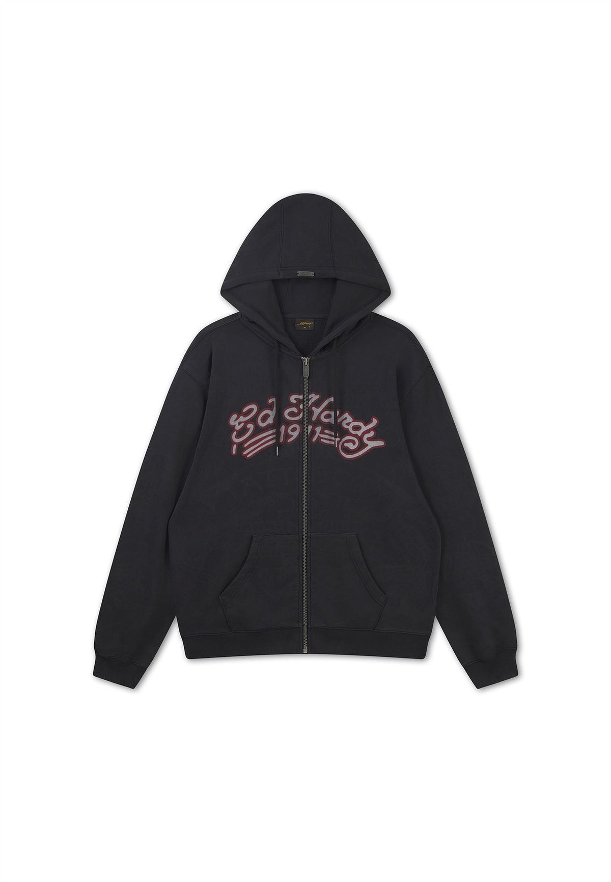 Ed Hardy Shadow Eagle Graphic Relaxed Zip Thru Sweats à Capuche Noirs Pour Hommes