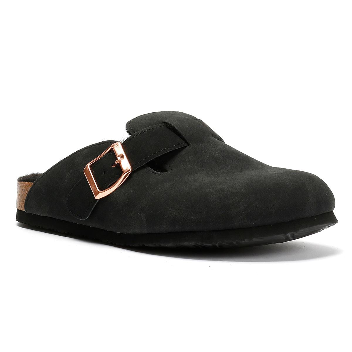 Penguin Poppy Fur Mules Noir Femme Suede