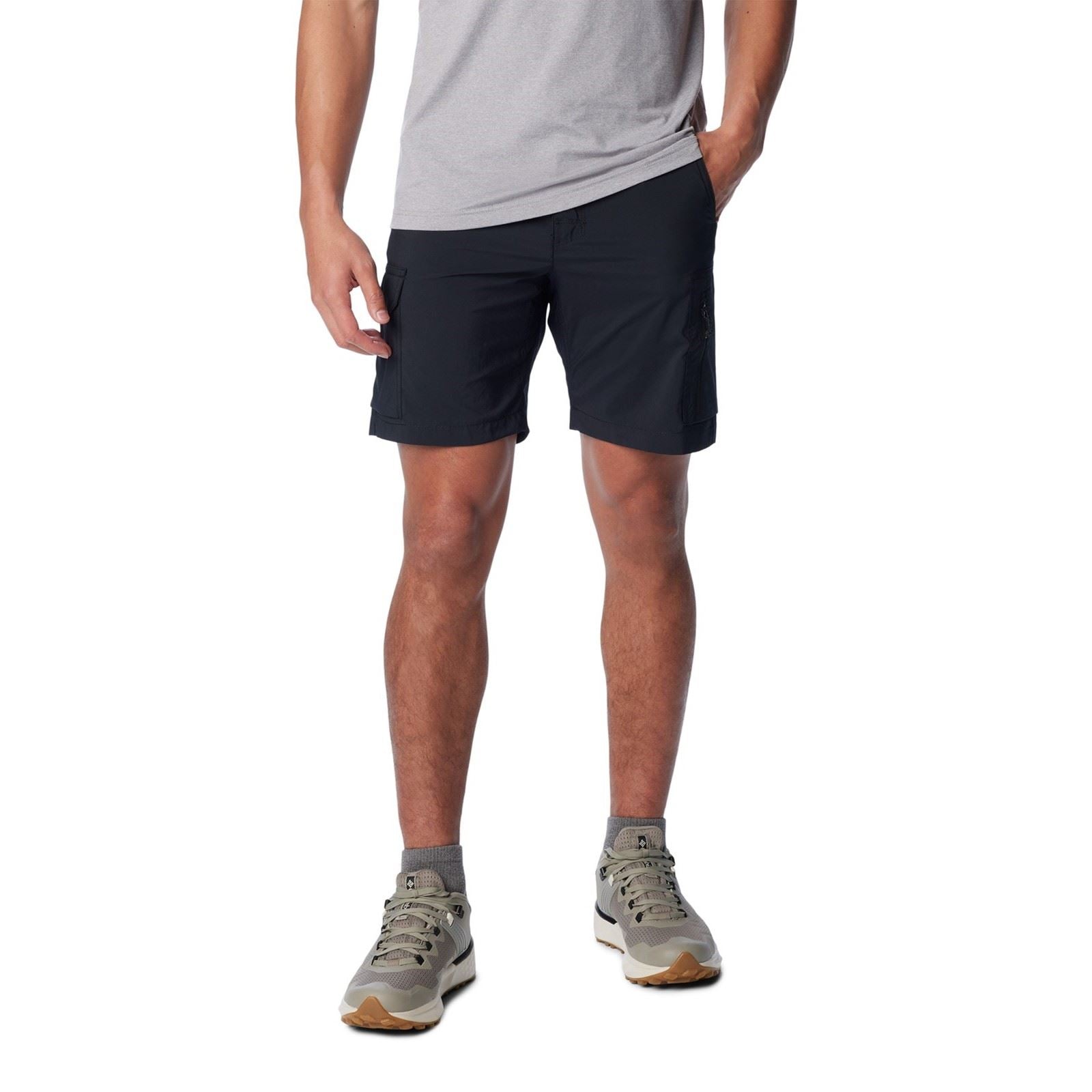 Columbia Silver Ridge Utility Cargo Short Shorts Noirs En Polyester Pour Hommes, Longueur Genou