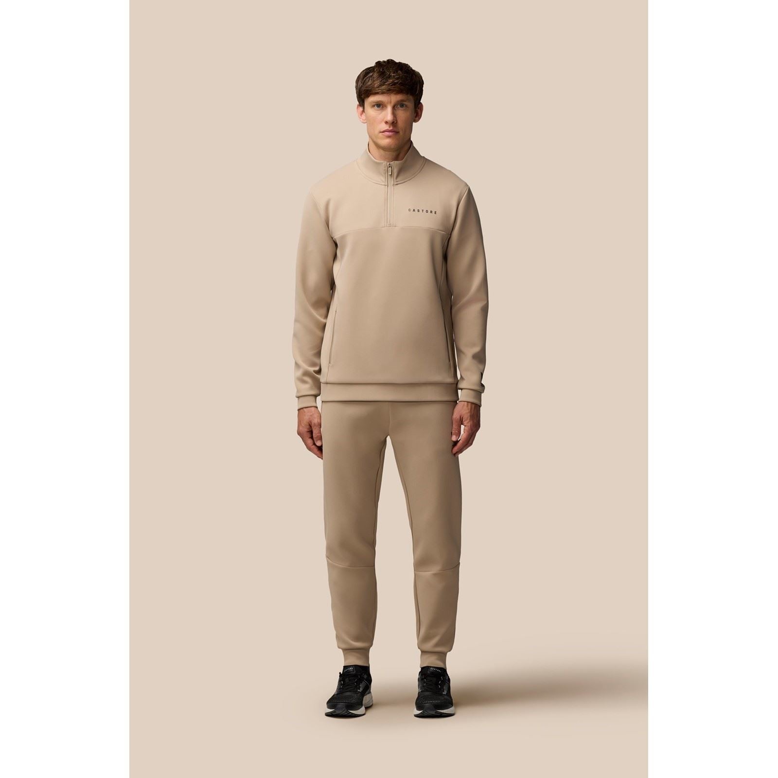 Castore Scuba 1/4 Zip Sweatshirt Marron En Polyester Pour Homme