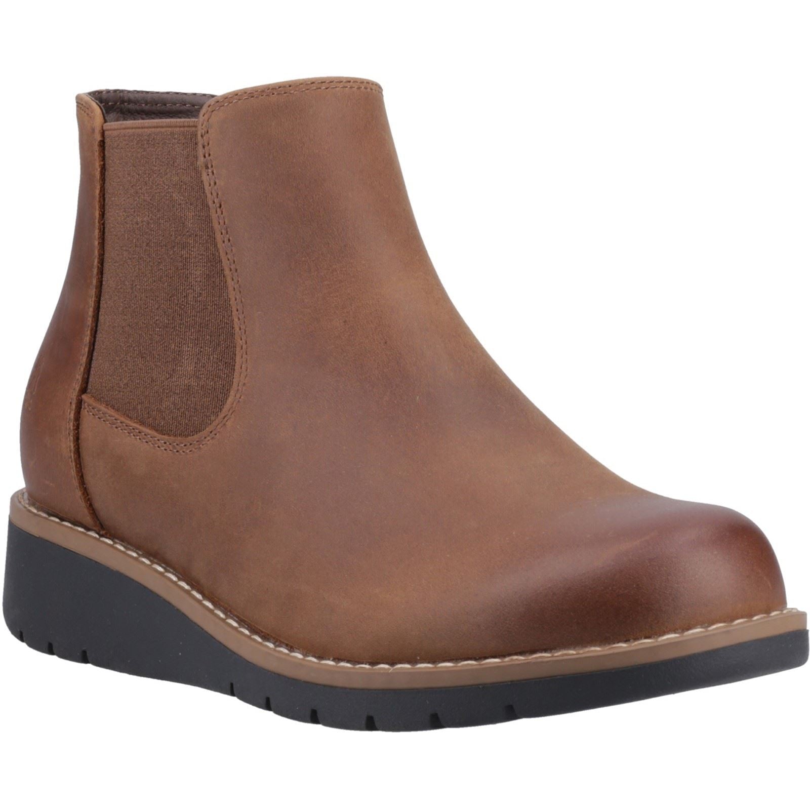 Hush Puppies Leonie Bottes Chelsea Plates Pour Femmes En Cuir Marron