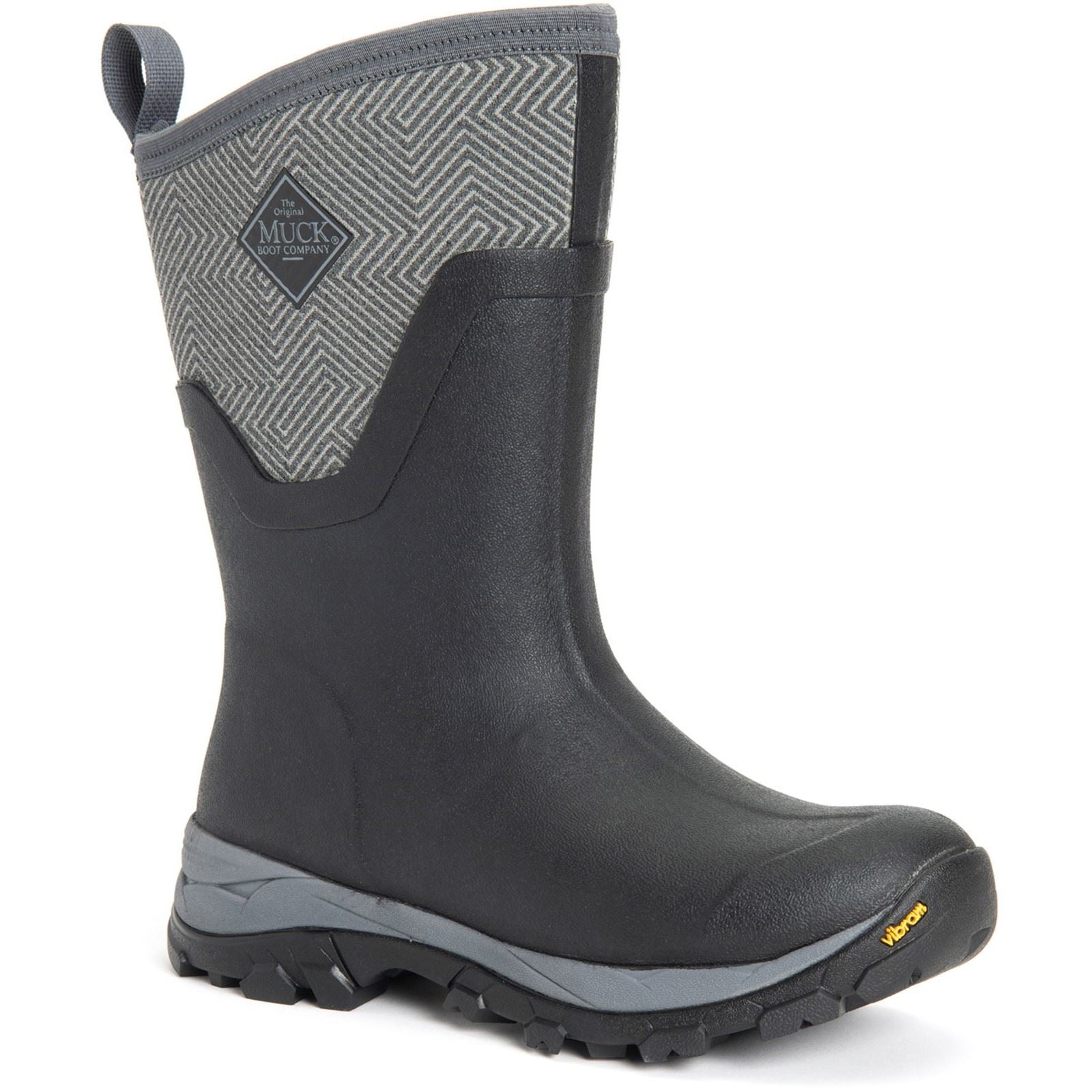 Muck Boots Arctic Ice Mid AGAT Bottes En Caoutchouc Géométriques Noires/Grises