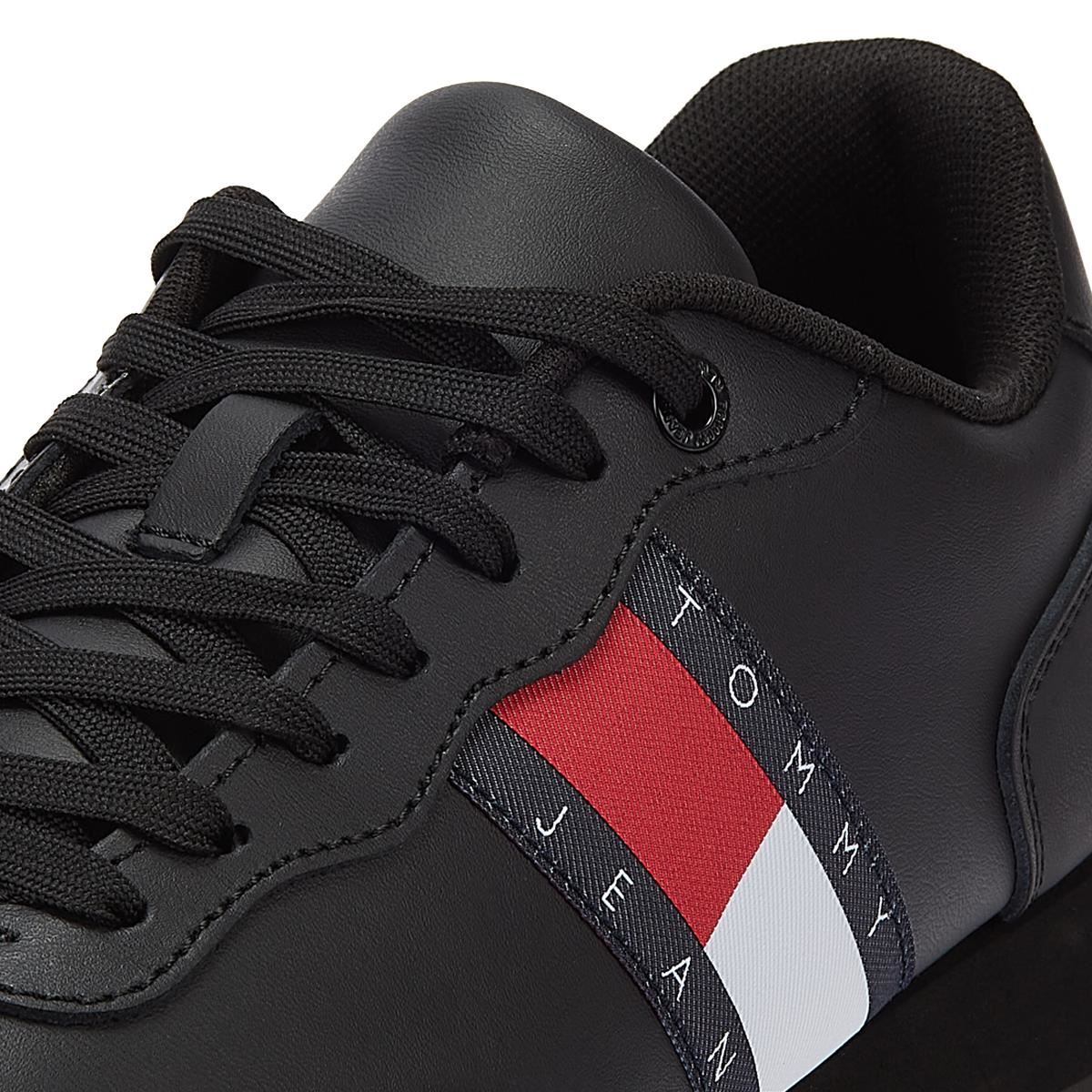 Tommy Hilfiger Tommy Jeans Leather Runner Hommes Noir Trainer