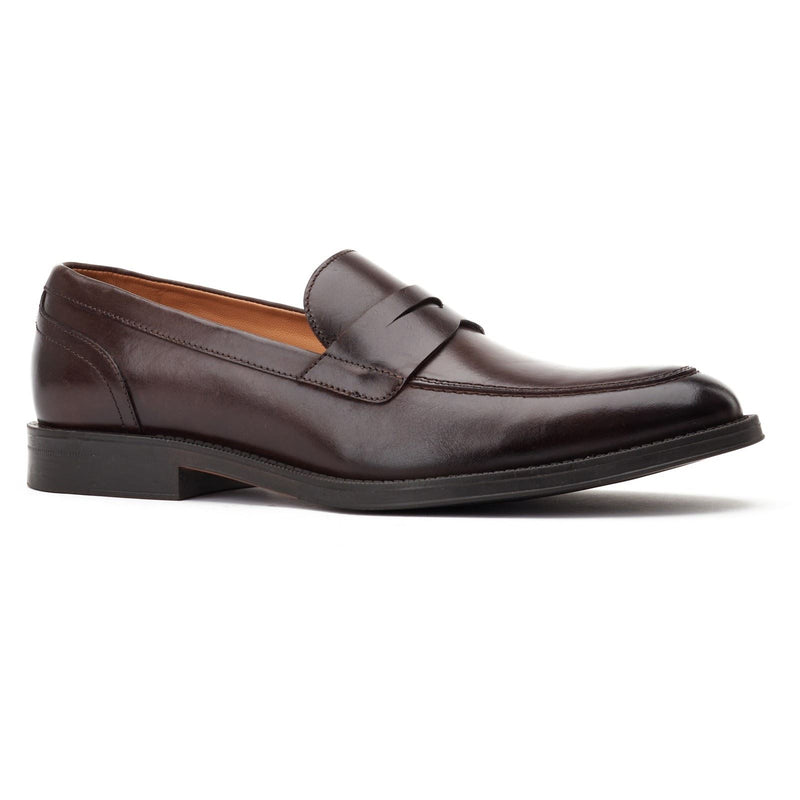 Base London Kennedy Chaussures En Cuir Pour Hommes À Enfiler Marron Foncé