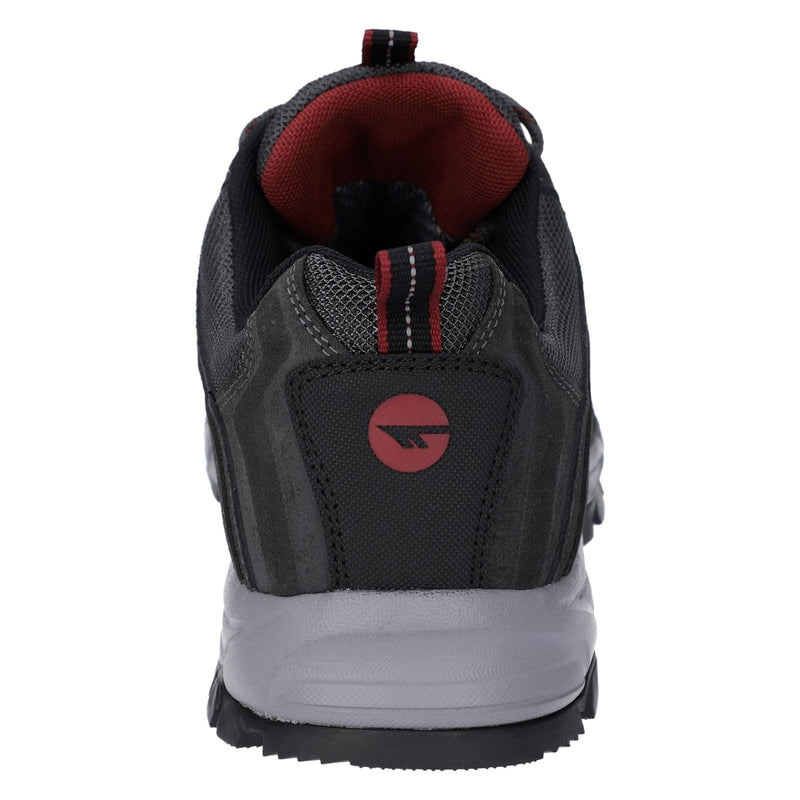 Hi-Tec Auckland Lite Chaussures De Randonnée Pour Homme En Cuir Gris Graphite/rouge Foncé