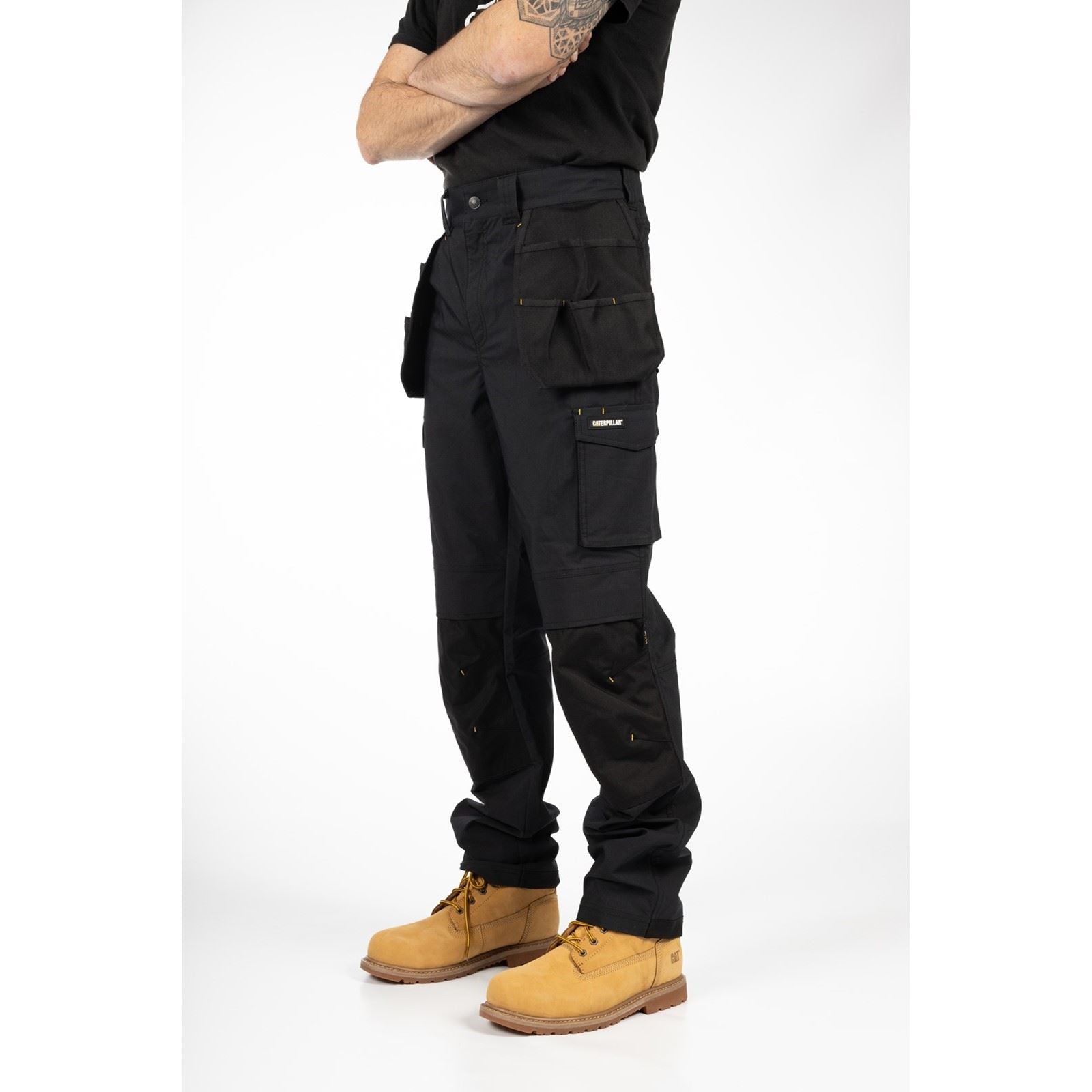 Caterpillar Nexus Holster Stretch Pocket Pantalons Noirs En Coton Pour Hommes - Extérieur