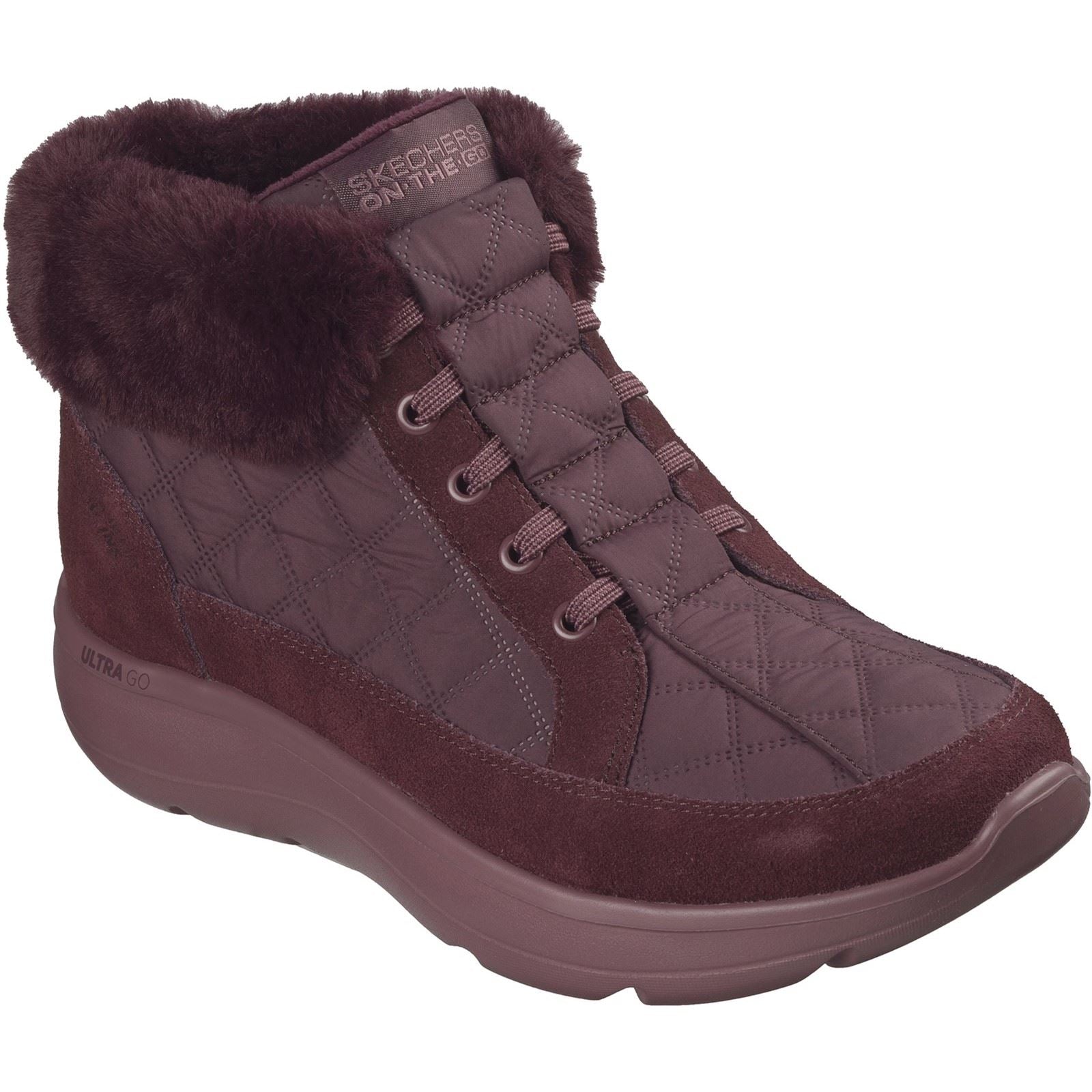 Skechers On-The-Go Encore Elisa Bottes D'Hiver À Bout Ouvert En Textile Pour Femmes Bordeaux