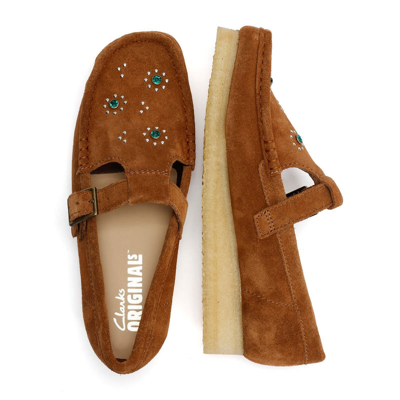 Clarks Originals Wallabee T Bar Chaussures Pour Femmes En Suède Marron