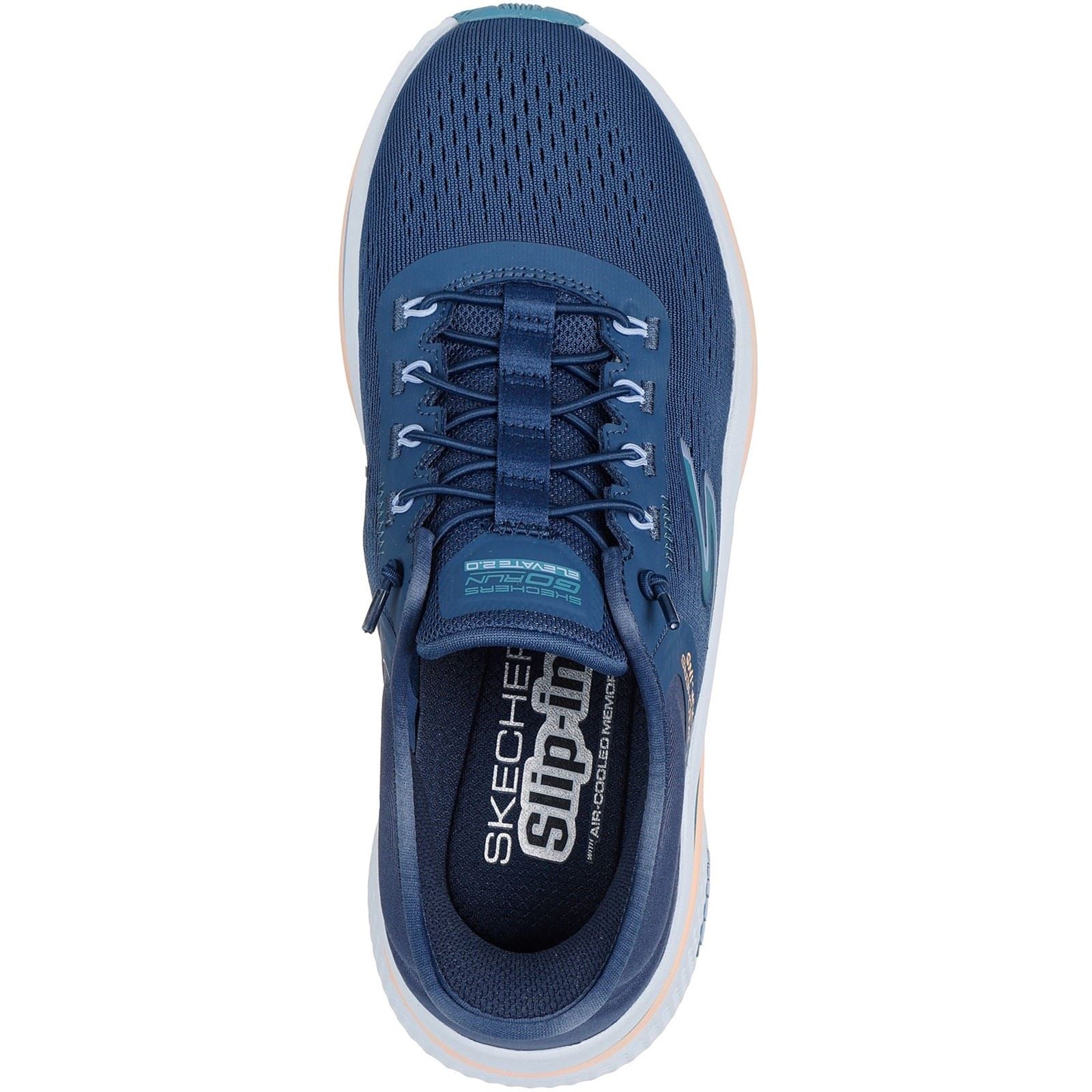 Skechers Performance Go Run Elevate 2.0 Banyan Chaussures De Sport Pour Femmes En Textile Bleu Marine/Vert D'eau