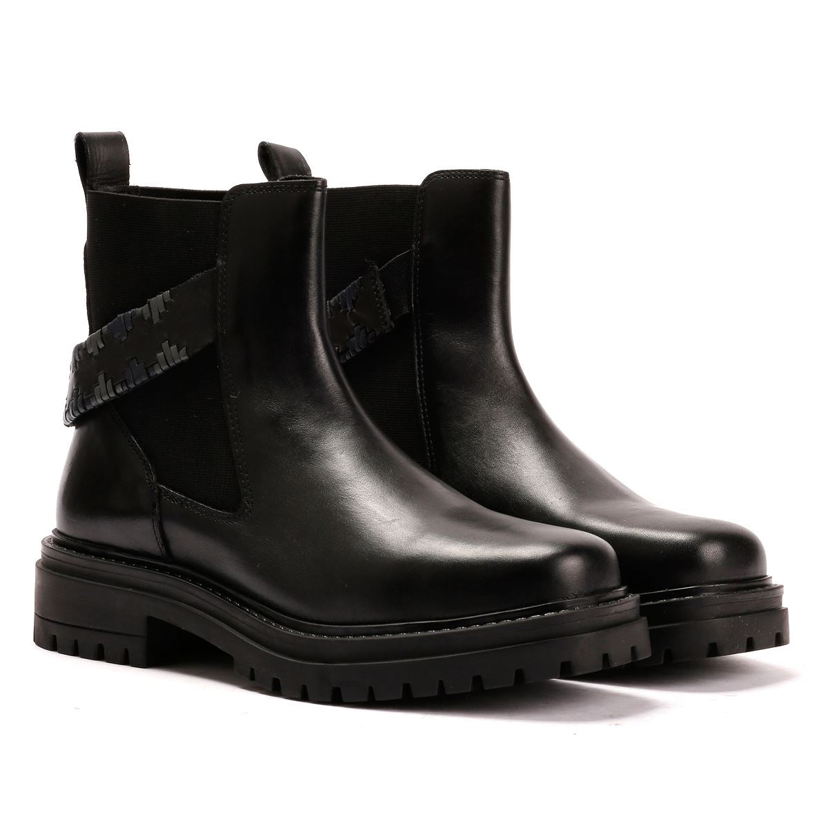 Osprey London The Guildford Chelsea Bottes Noires En Cuir Pour Femmes