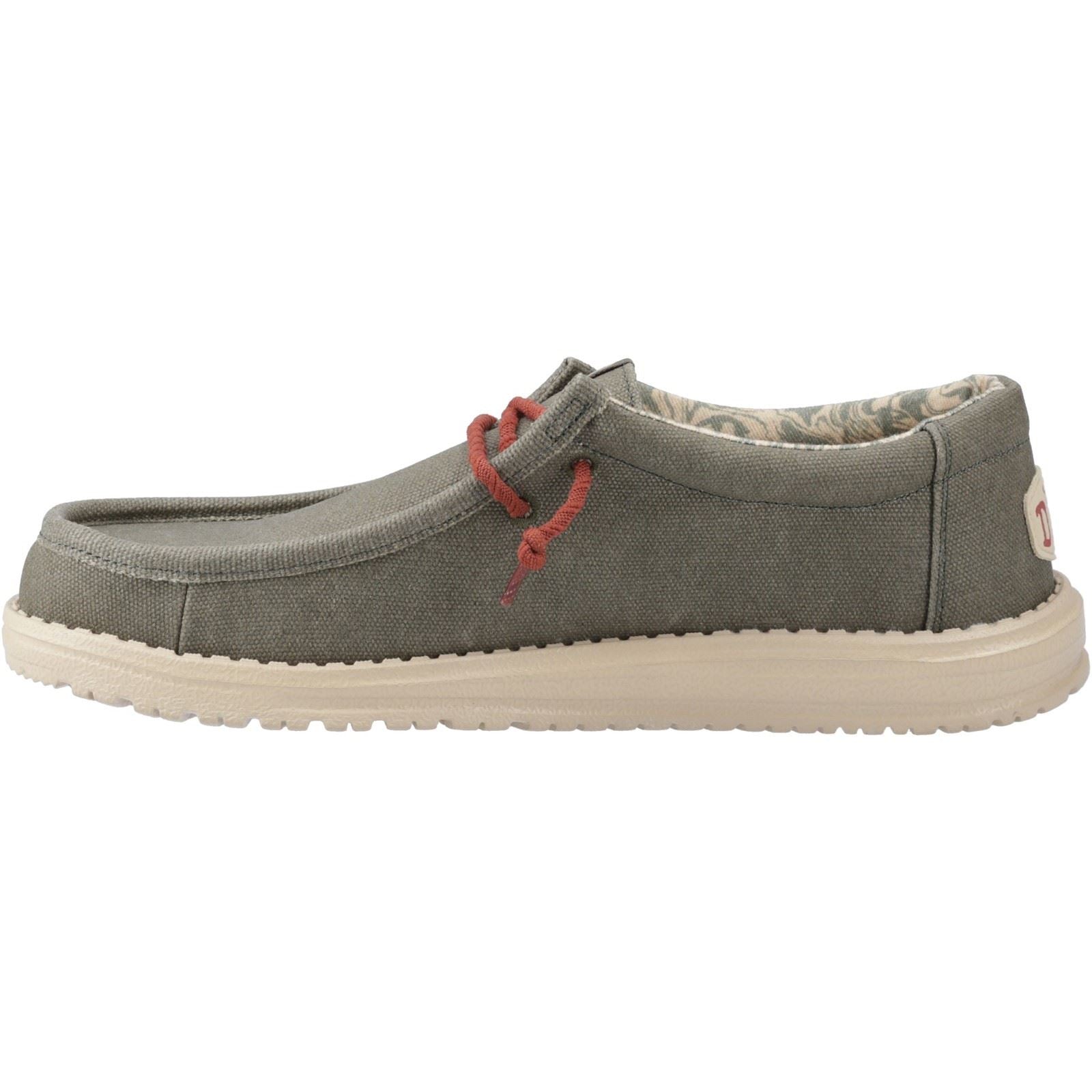 HEYDUDE Wally Waxed Chaussures Bateau En Olive Pour Hommes En Tissu