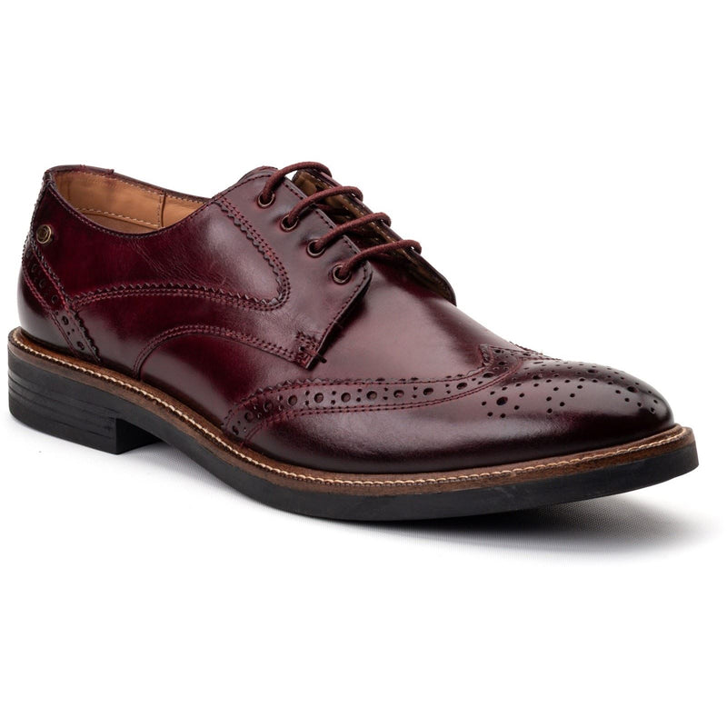 Base London York Chaussures Richelieu En Cuir Pour Hommes De Couleur Bordeaux