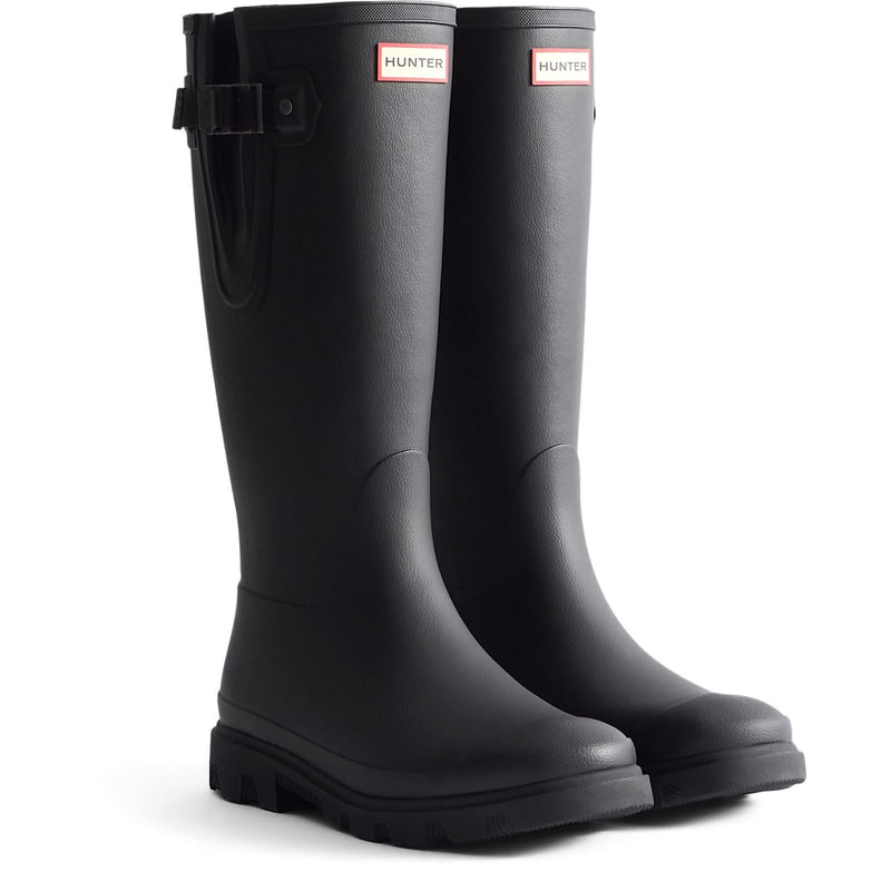 Hunter Downpour Adjustable Bottes De Pluie Noires En Caoutchouc Pour Hommes
