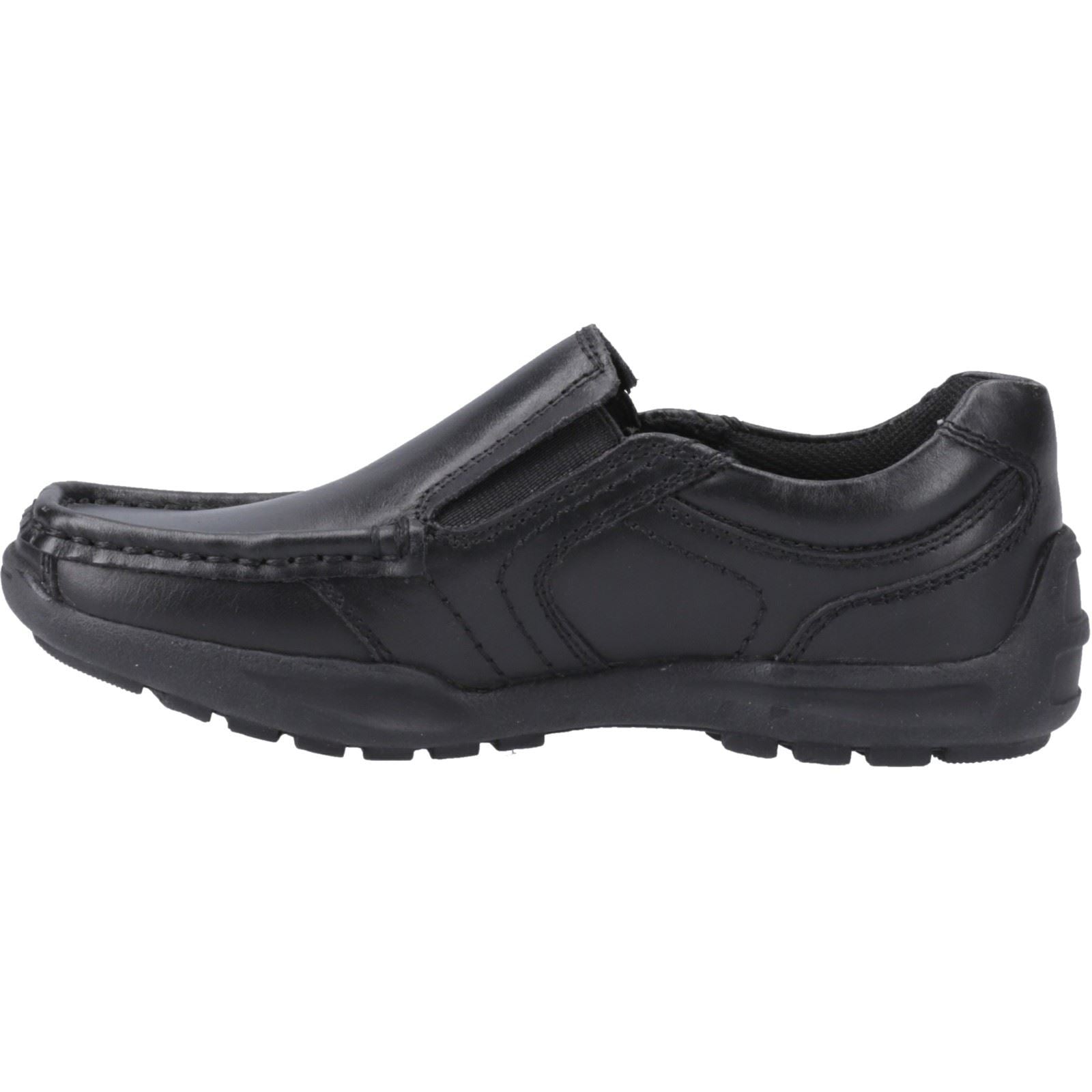 Hush Puppies Morgan Chaussures Noires Pour Garçons En Cuir