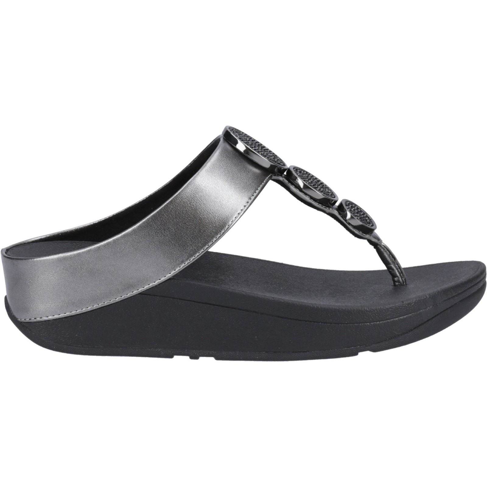 Fitflop Halo Sandales Noires En Métal De Polyuréthane Pour Femmes