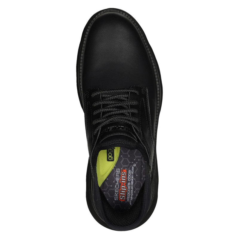 Skechers Garza Gervin Chaussures En Cuir Noir À Lacets Pour Hommes