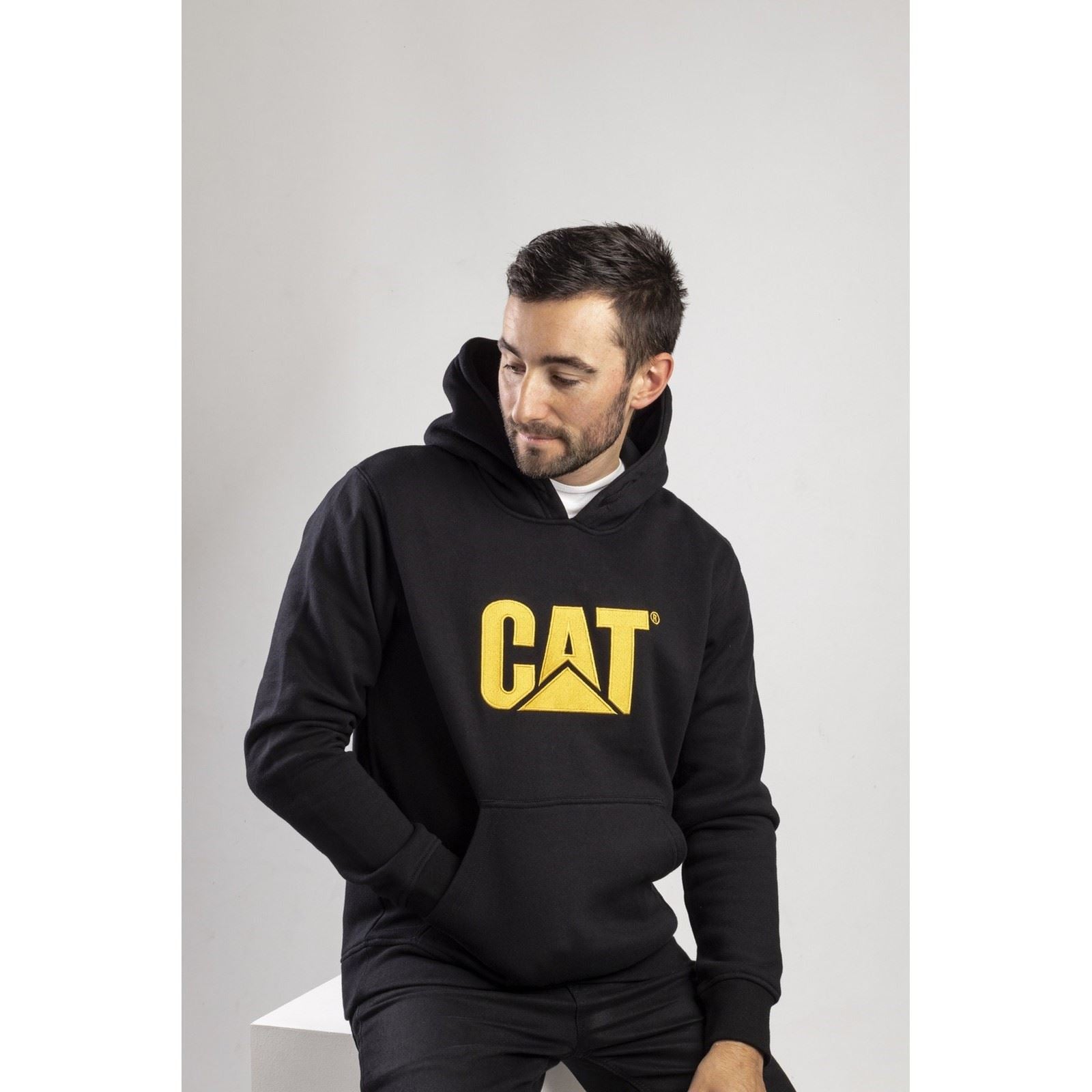 Caterpillar Trademark Sweatshirt À Capuche Noir En Coton Pour Homme
