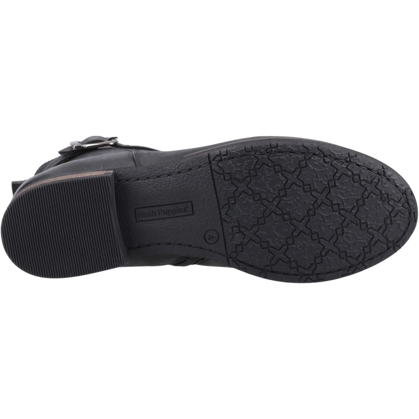 Hush Puppies Elise Bottes Noires En Cuir Pour Femmes
