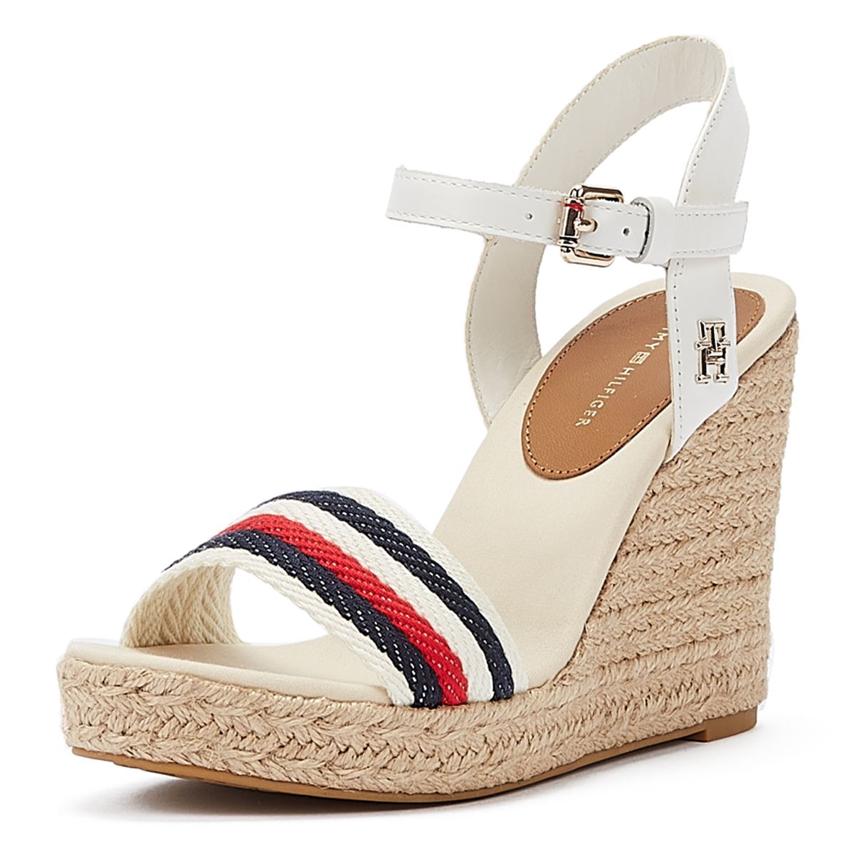 Tommy Hilfiger Corporate Wedge Ecru Sandales blanches pour femmes