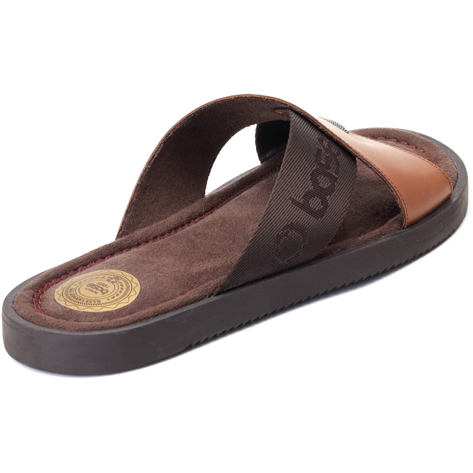 Base London Webb Sandales Pour Hommes En Cuir Brun Brûlé