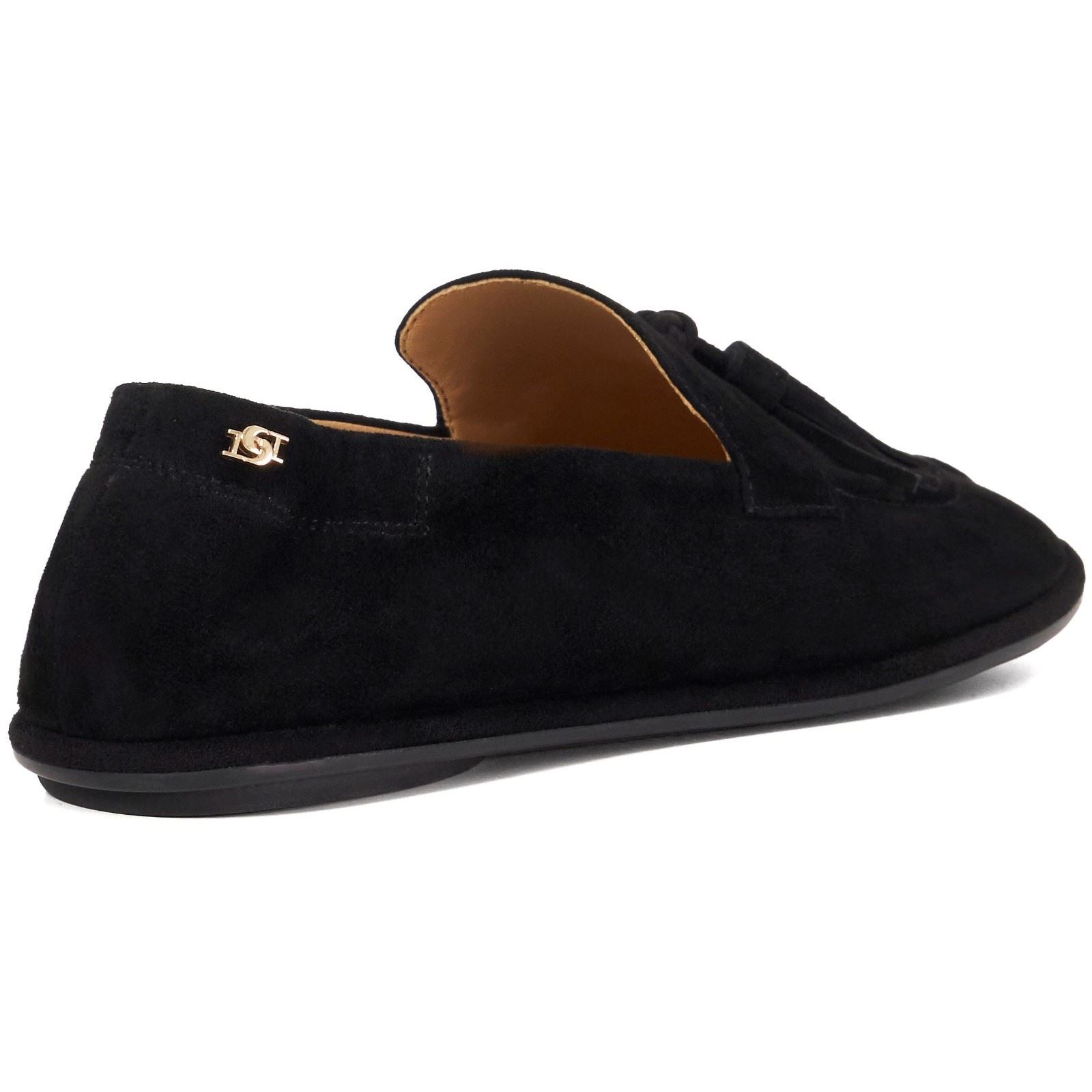 Dune Grounding Mocassins Noirs En Cuir Pour Femmes Suede