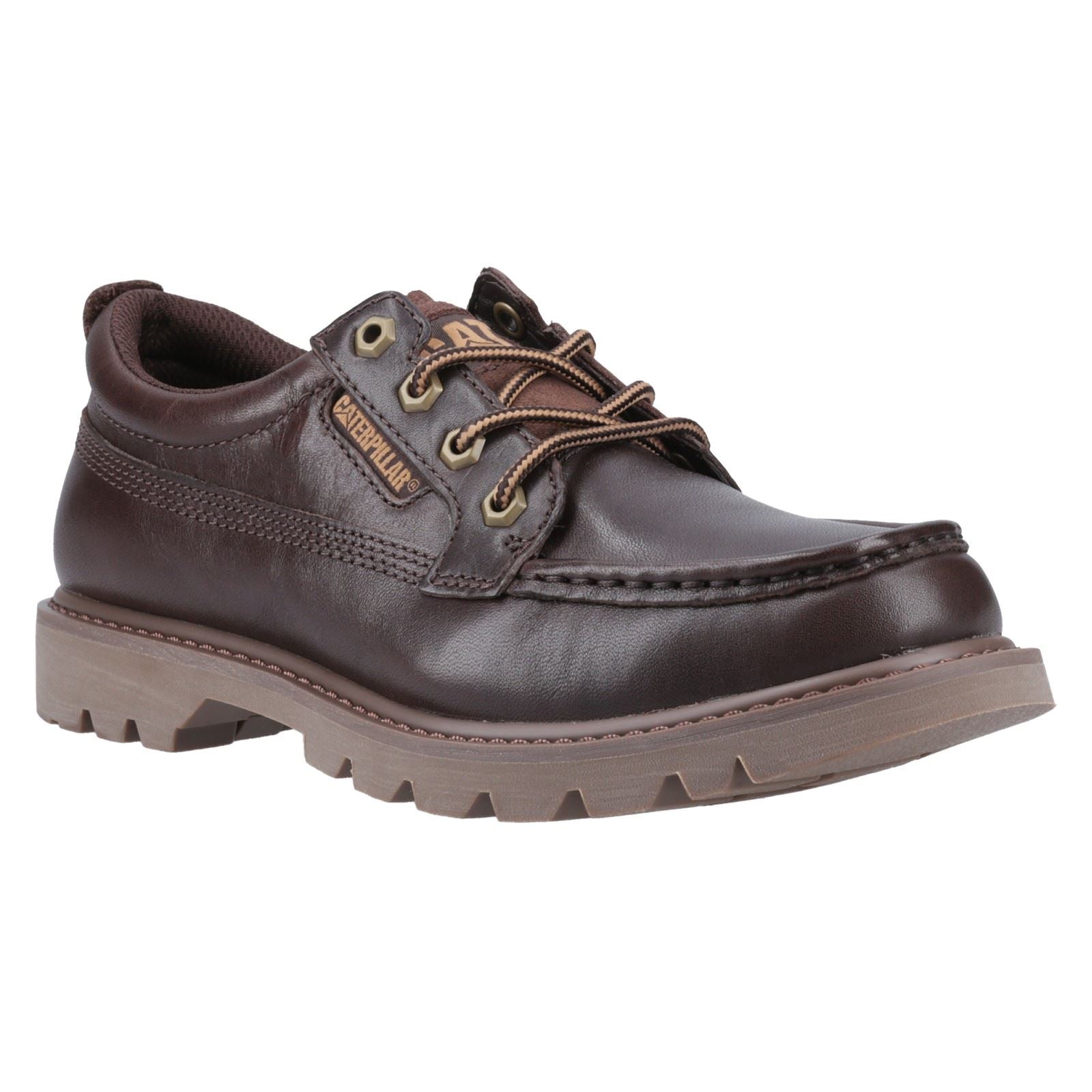 Caterpillar Colorado Moc Toe Low Chaussures En Cuir Pour Hommes À Lacets Marron Foncé