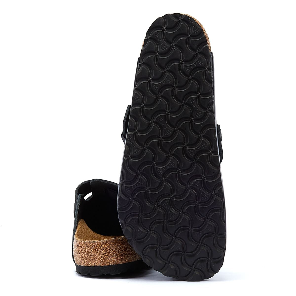 Birkenstock Sabots En Cuir Noir Naturel De Boston