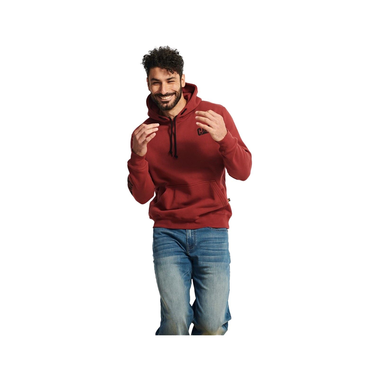 Caterpillar Trademark Banner Sweat À Capuche Rouge En Coton Pour Homme