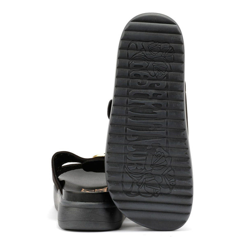 Desert Fleur Girasol Sandales Noires Pour Femmes En Nubuck