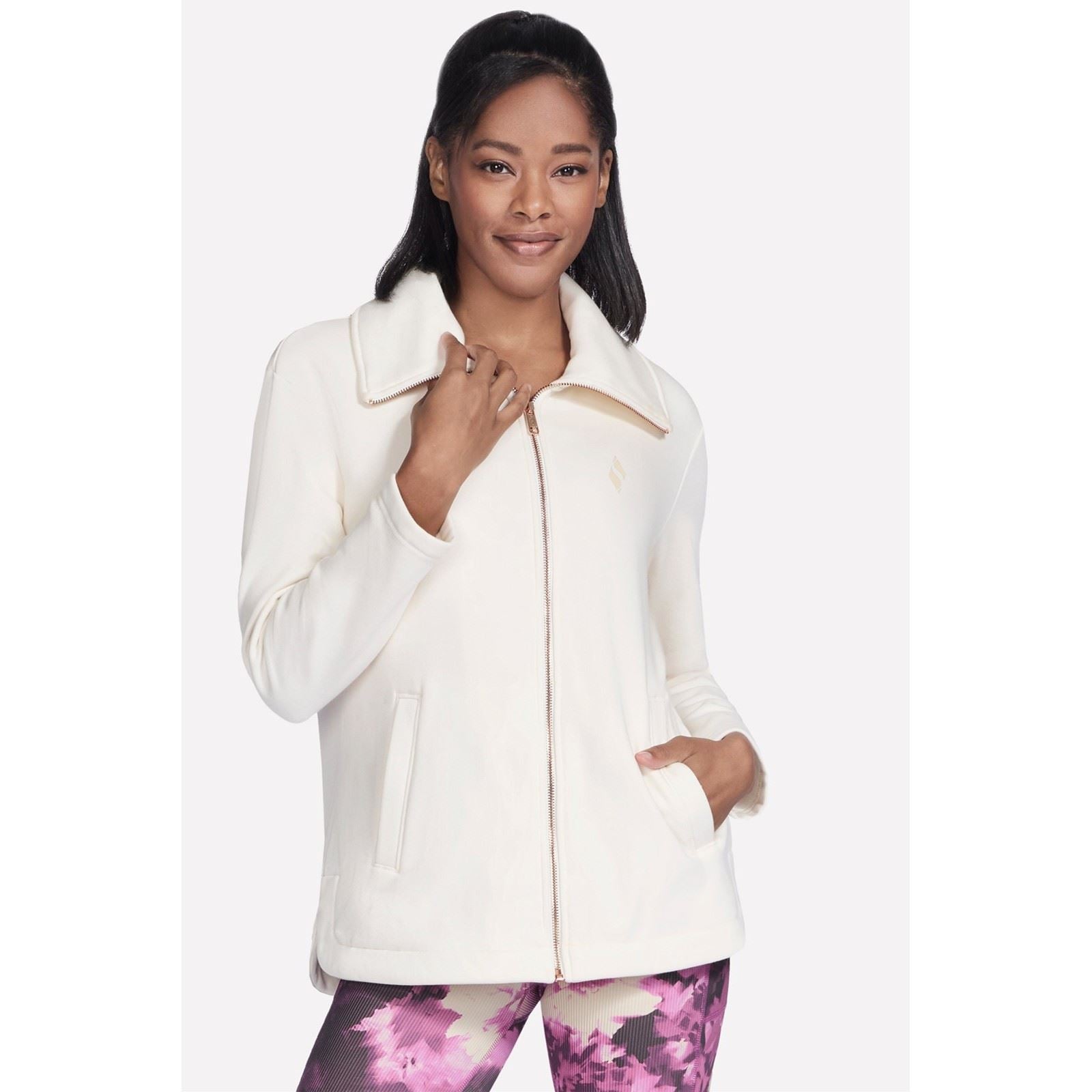 Skechers Performance GO SNUGGLE Tunic Jacket Veste Blanche Cassée Pour Femmes