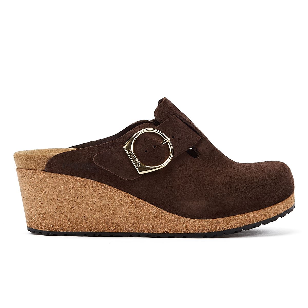 Birkenstock Sandalons À Talons Compensés En Daim Et Cuir Suédé Brun Pour Femmes