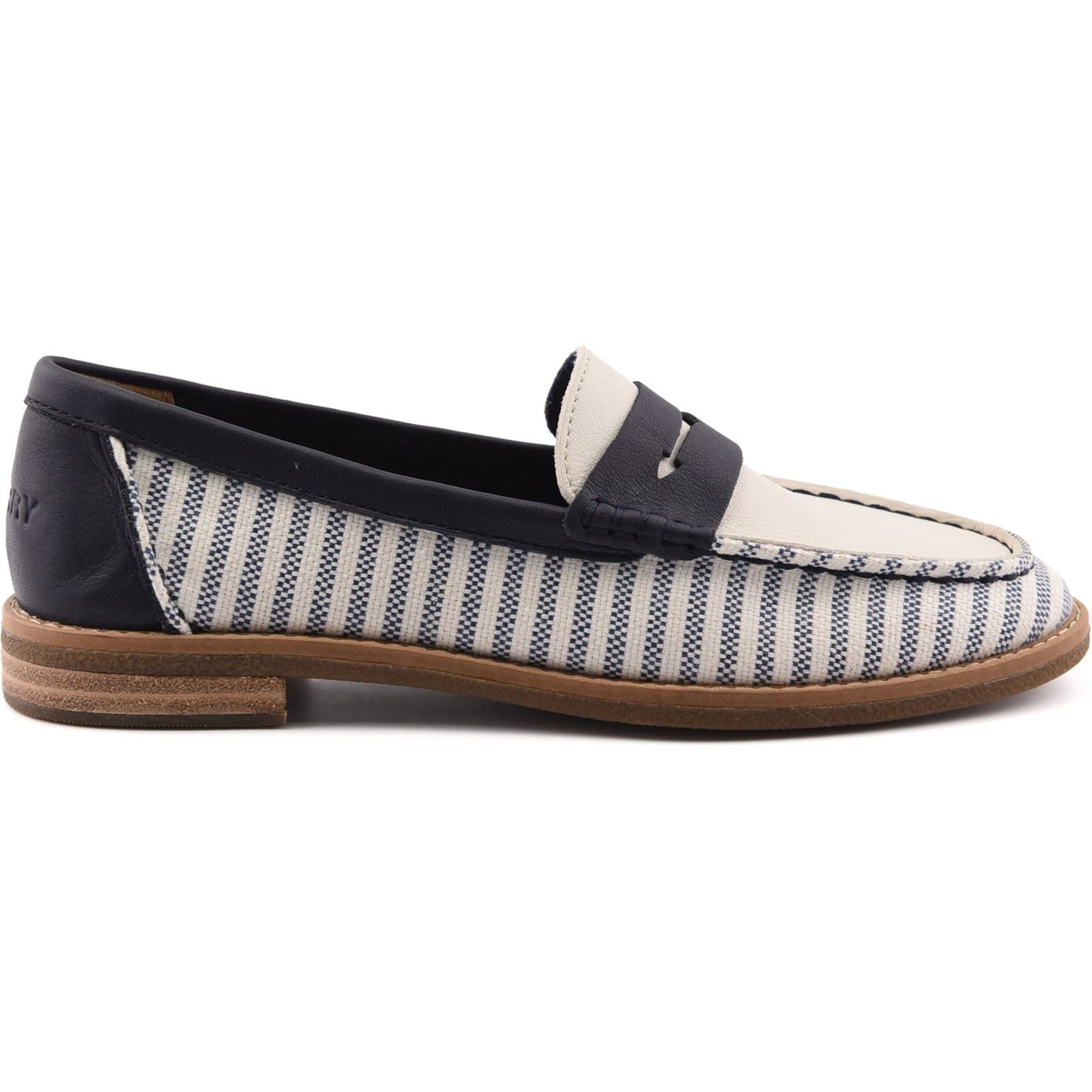 Sperry Port Driving Mocassins Femme Blanc/Marin En Textile